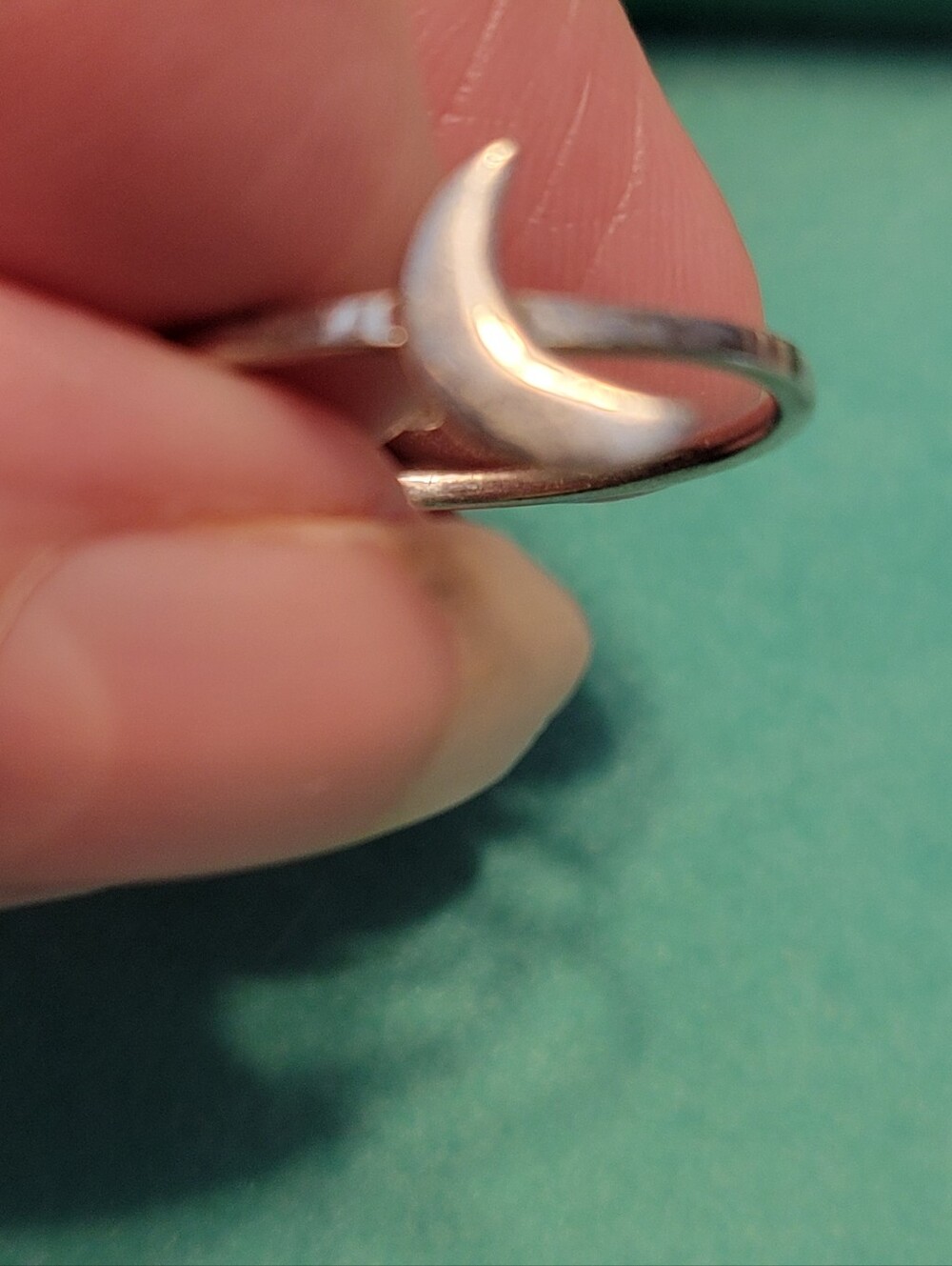 Sterling Silver Crescent Moon Ring - Silver